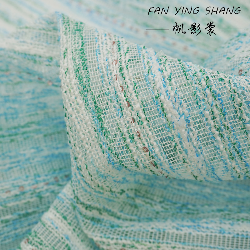 Fresh Style Blue Green Stripe  - Sewing Tweed Fabric review and price