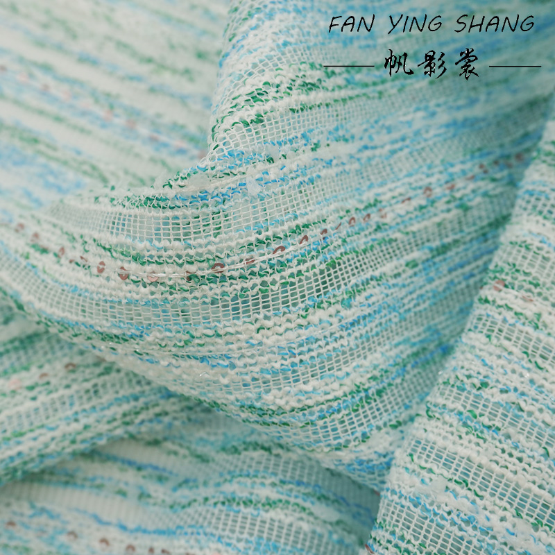 Fresh Style Blue Green Stripe  - Sewing Tweed Fabric review and price