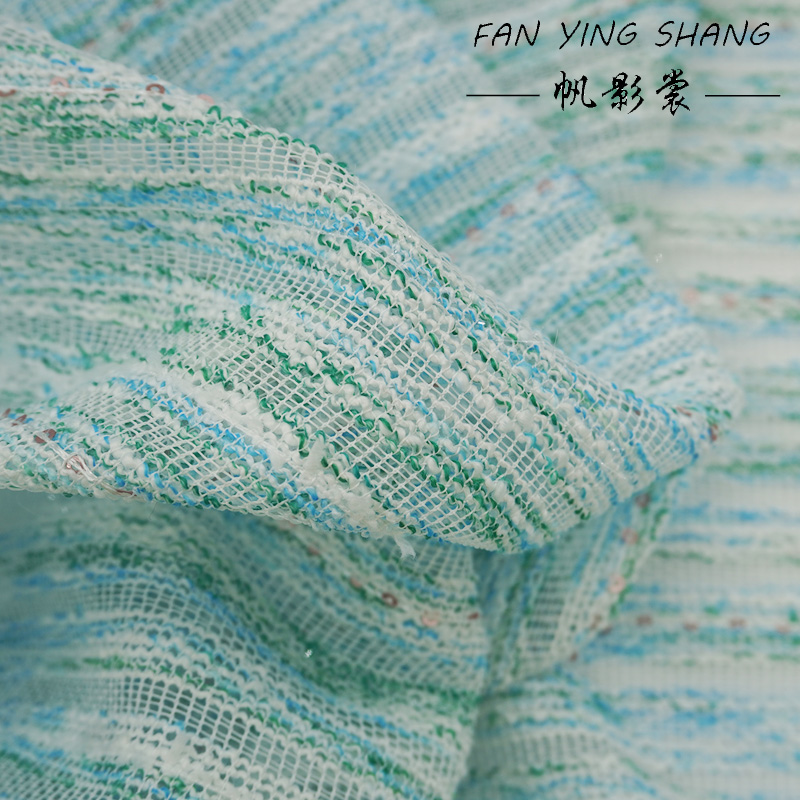 Fresh Style Blue Green Stripe  - Sewing Tweed Fabric review and price