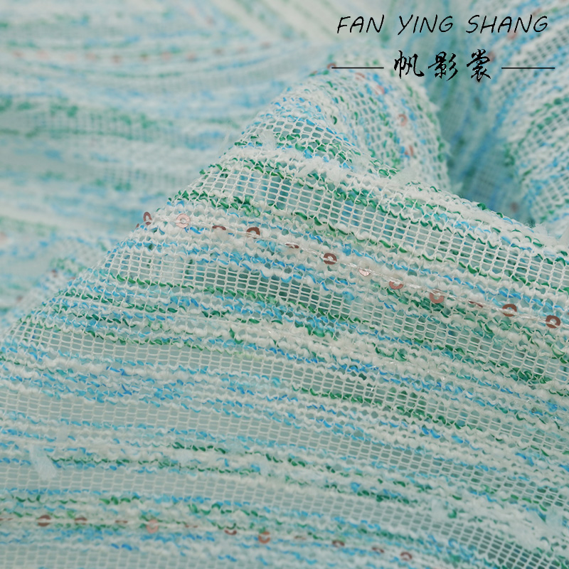 Fresh Style Blue Green Stripe  - Sewing Tweed Fabric review and price