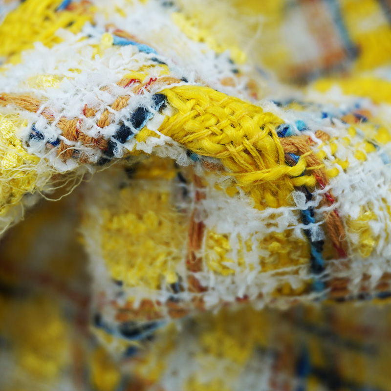 Vibrant Style Yellow Multicolo - Sewing Tweed Fabric review and price