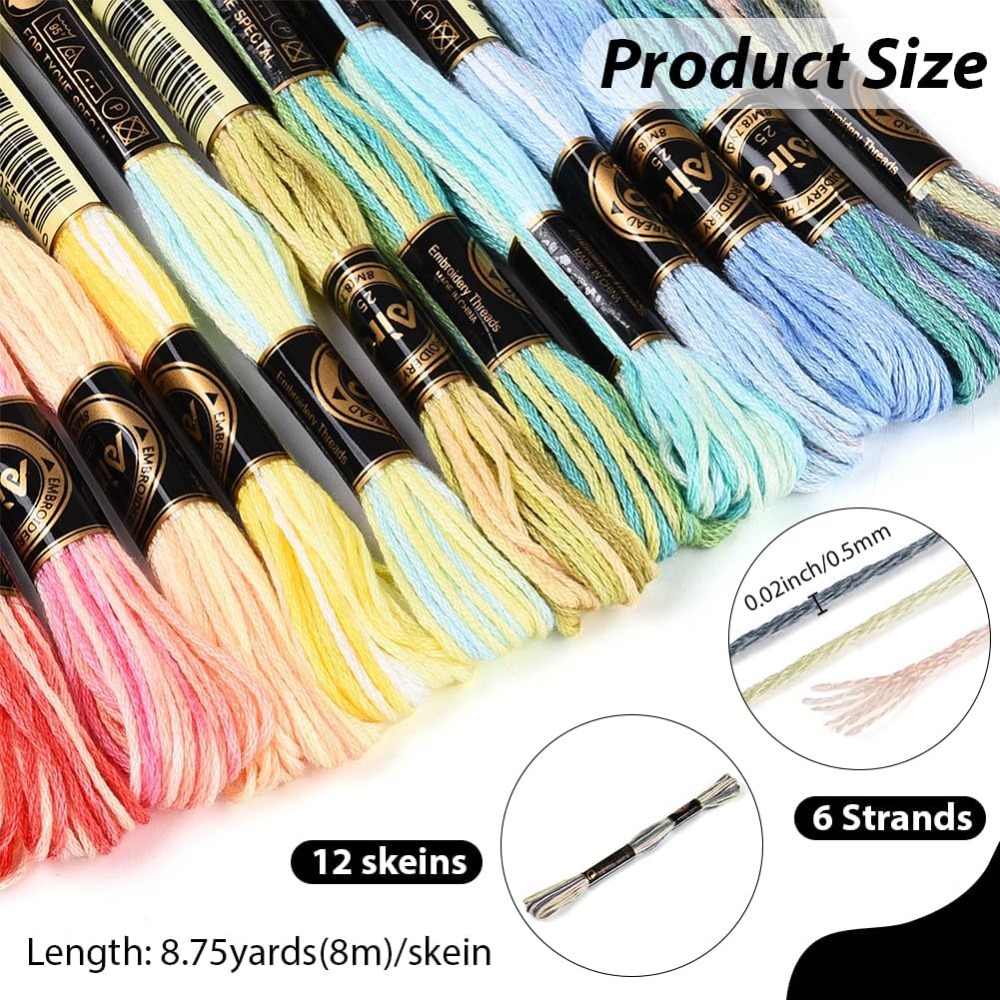 12 Skeins 105 Yards 6 Ply Vari - Embroidery Floss Thread review and price