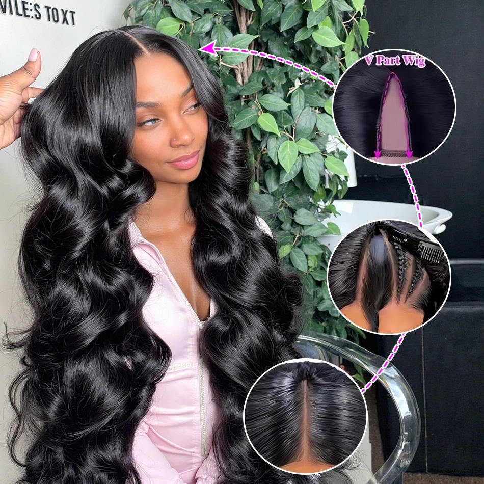 V Part Wig Human Hair Body Wav - Sewing V review and price