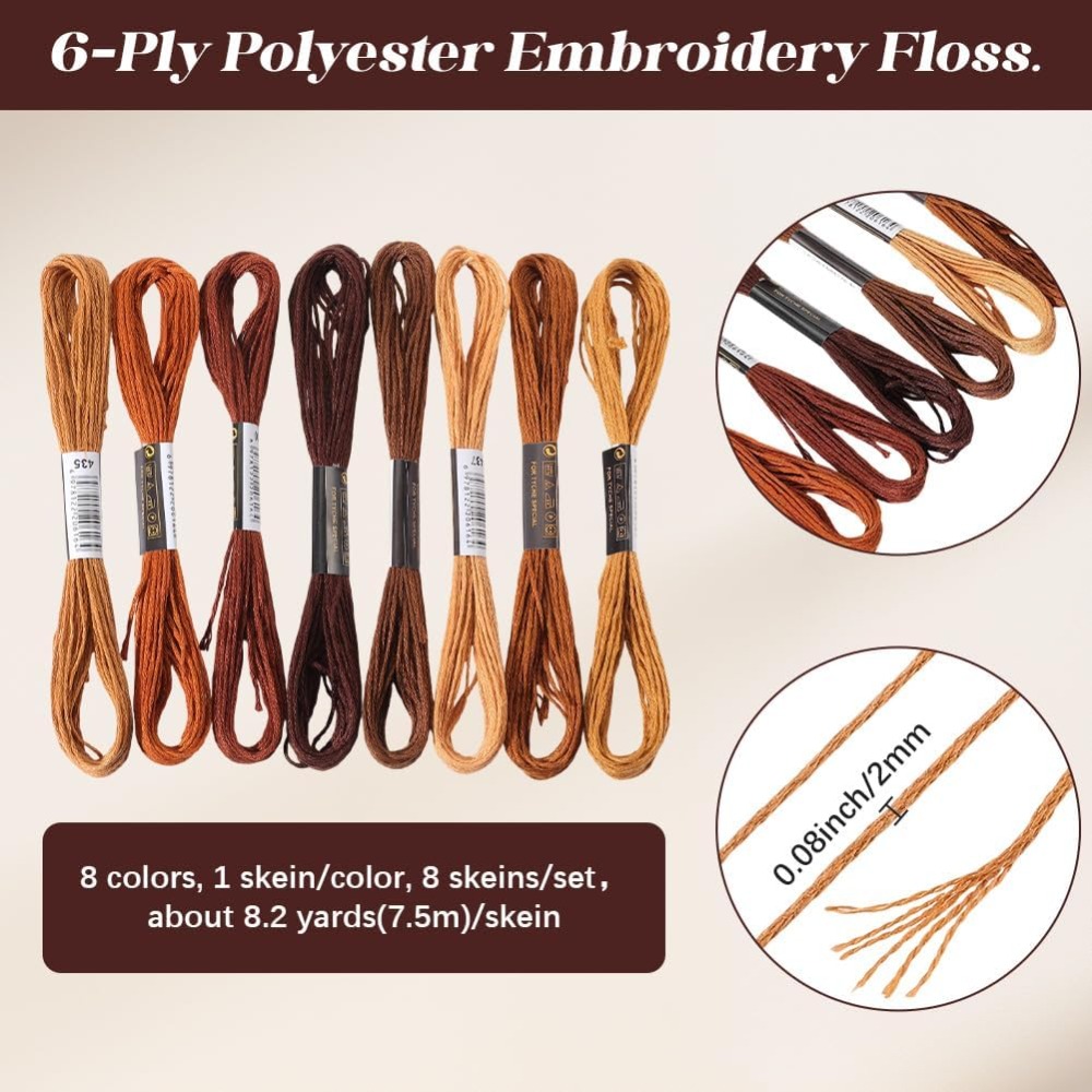 8 Skeins 6 Strands Brown Embro - Embroidery Floss Thread review and price