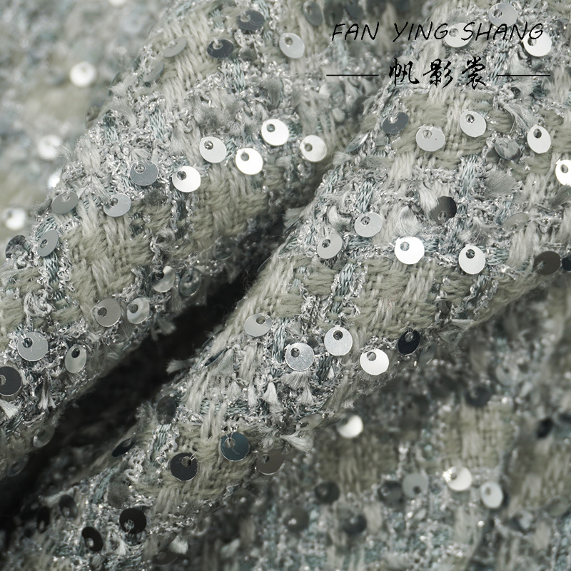 Silver Gray Glitter Sequins Tw - Sewing Tweed Fabric review and price