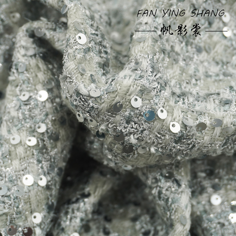 Silver Gray Glitter Sequins Tw - Sewing Tweed Fabric review and price
