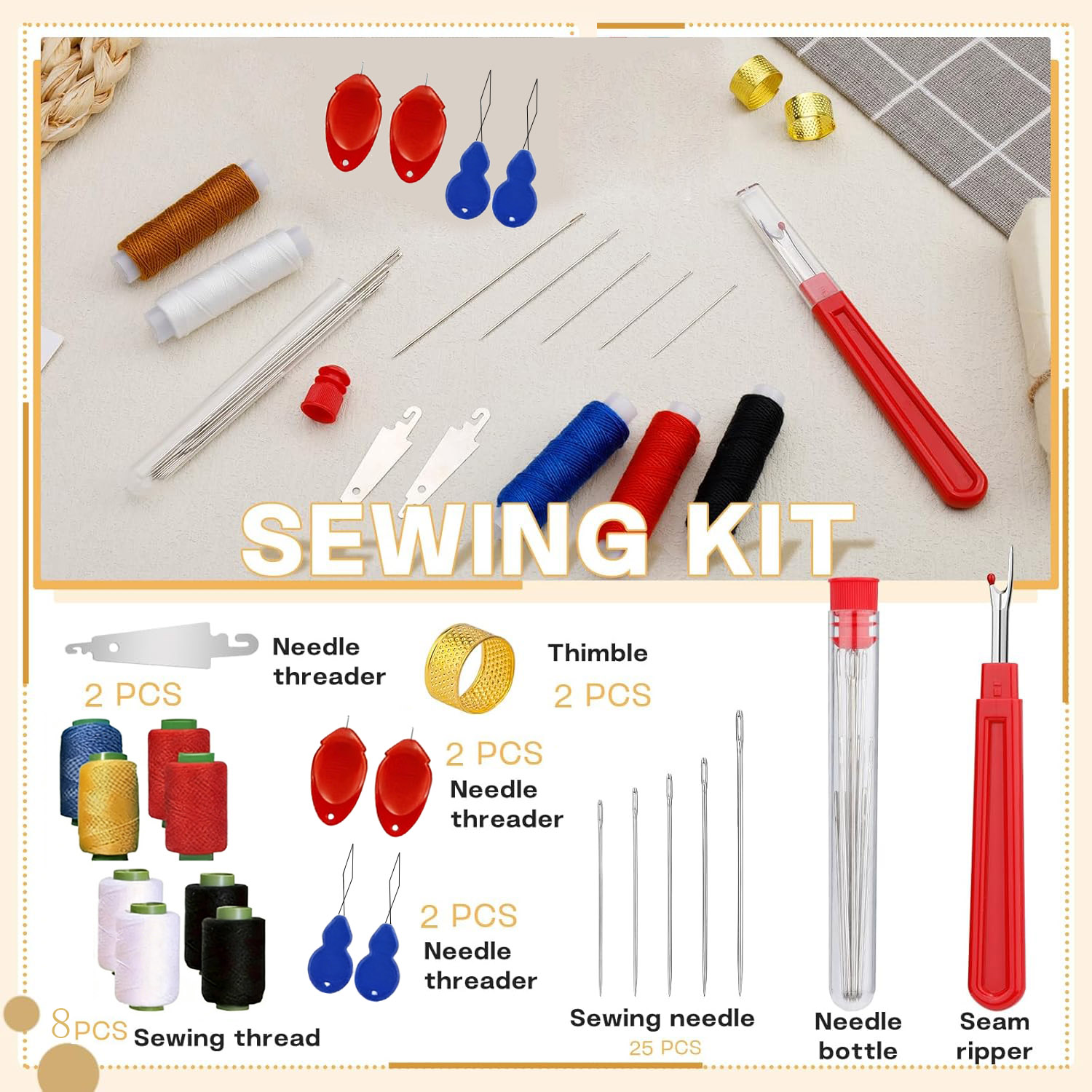 43pcs Big Eye Sewing Needle Ki - Sewing Garments review and price
