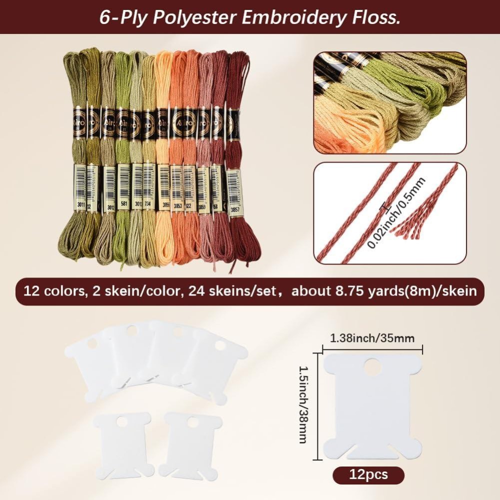24 Skeins 6 Strands Variegated - Embroidery Floss Thread review and price